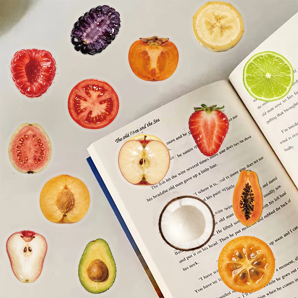 50PCS Cute Cutting Fruits Paint Sticker Stationery Skateboard Art Bicycle Funny Waterproof Drawing Landscape Graffiti Stickers