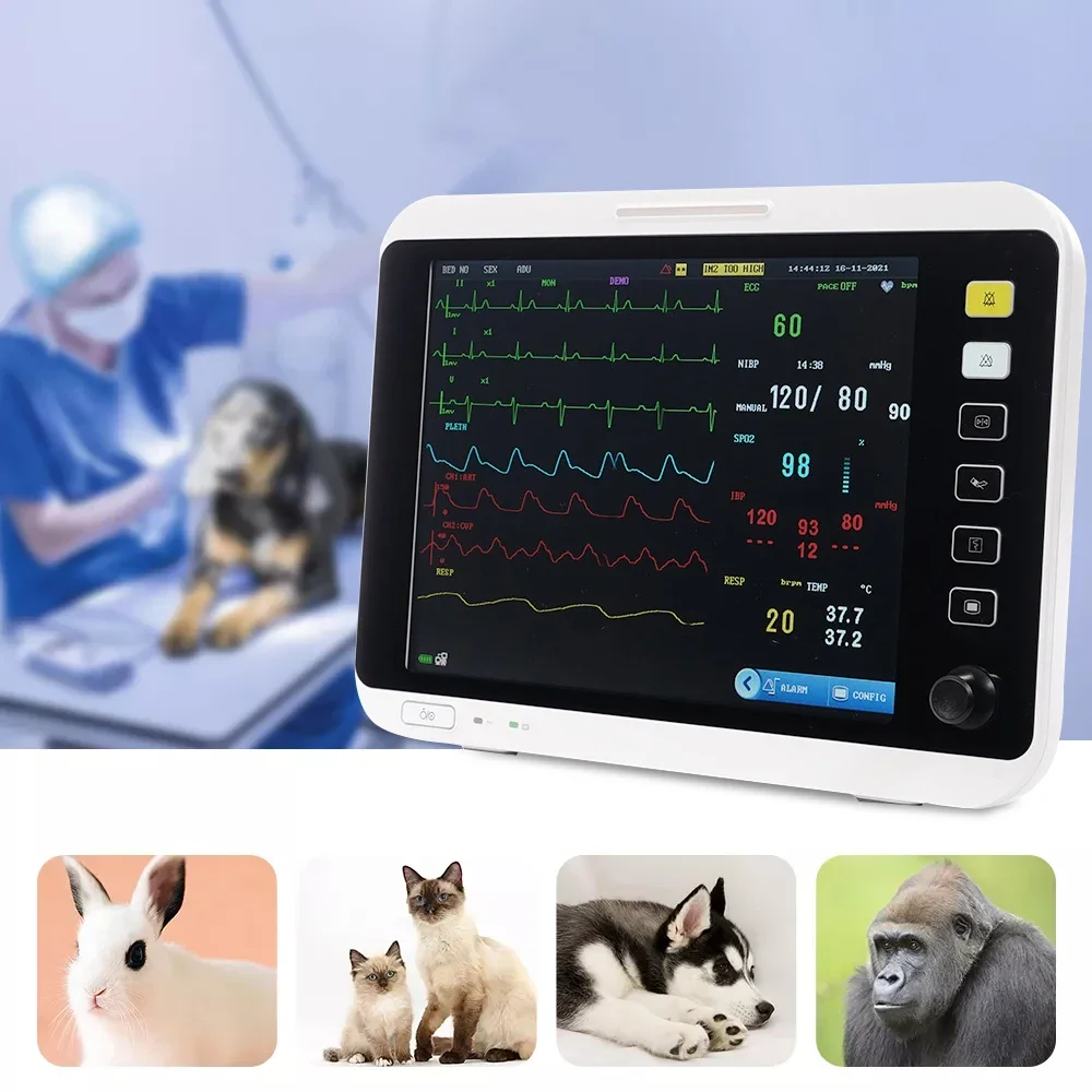 12.1 Inch Multilingual Por Pet Veterinary Multi-parameter  with NIBP ETCO2 Function for Clinic Lab Use