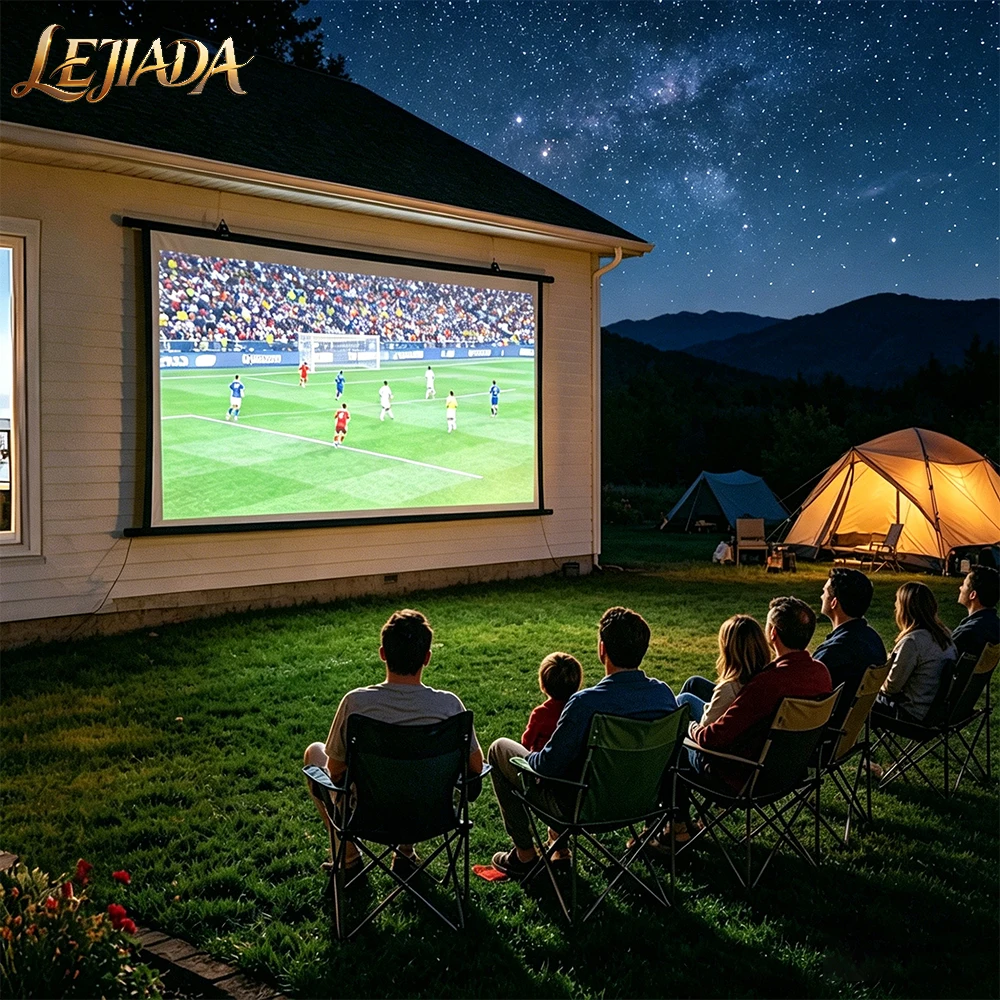 

LEJIADA 16:9 Wall Mounted White Wrinkle-Free Projector Screen Milk Silk 160 ° Viewing Angle Home Theater Outdoor 60/84/100 inch