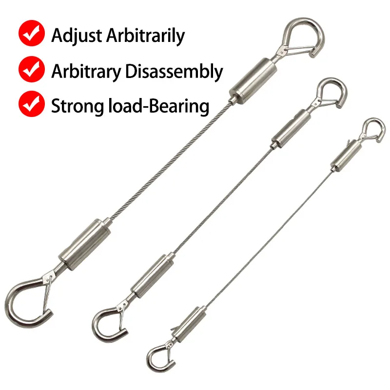 Adjustable Automatic Wire Rope Spring Hook clothesline Picture Hanging solution system suspension code stainless steel cable