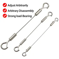 Adjustable Automatic Wire Rope Spring Hook clothesline Picture Hanging solution system suspension code stainless steel cable