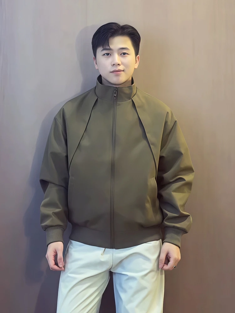 

American Retro Deconstructed Men's Bomber Jaet ort Outdoor Tee-Proof Flight Jaet Loose Fit Polyester Fiber Autumn Wear