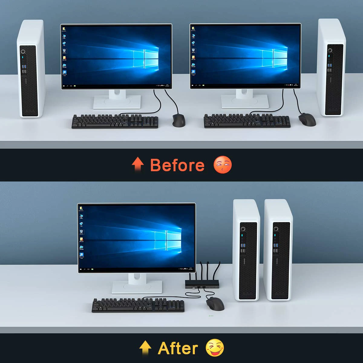 KVM switch 3 USB 2.0 HDMI-compatible 4K 30Hz Splitter Printer Mouse Keyboard Share Switcher Box Controller Adapter