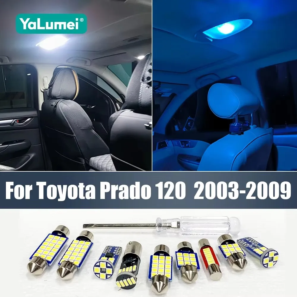 

Для Toyota Land Cruiser Prado 120 FJ120 2003-2009: Светодиодная лампа для салона автомобиля, подсветка зеркала, аксессуар