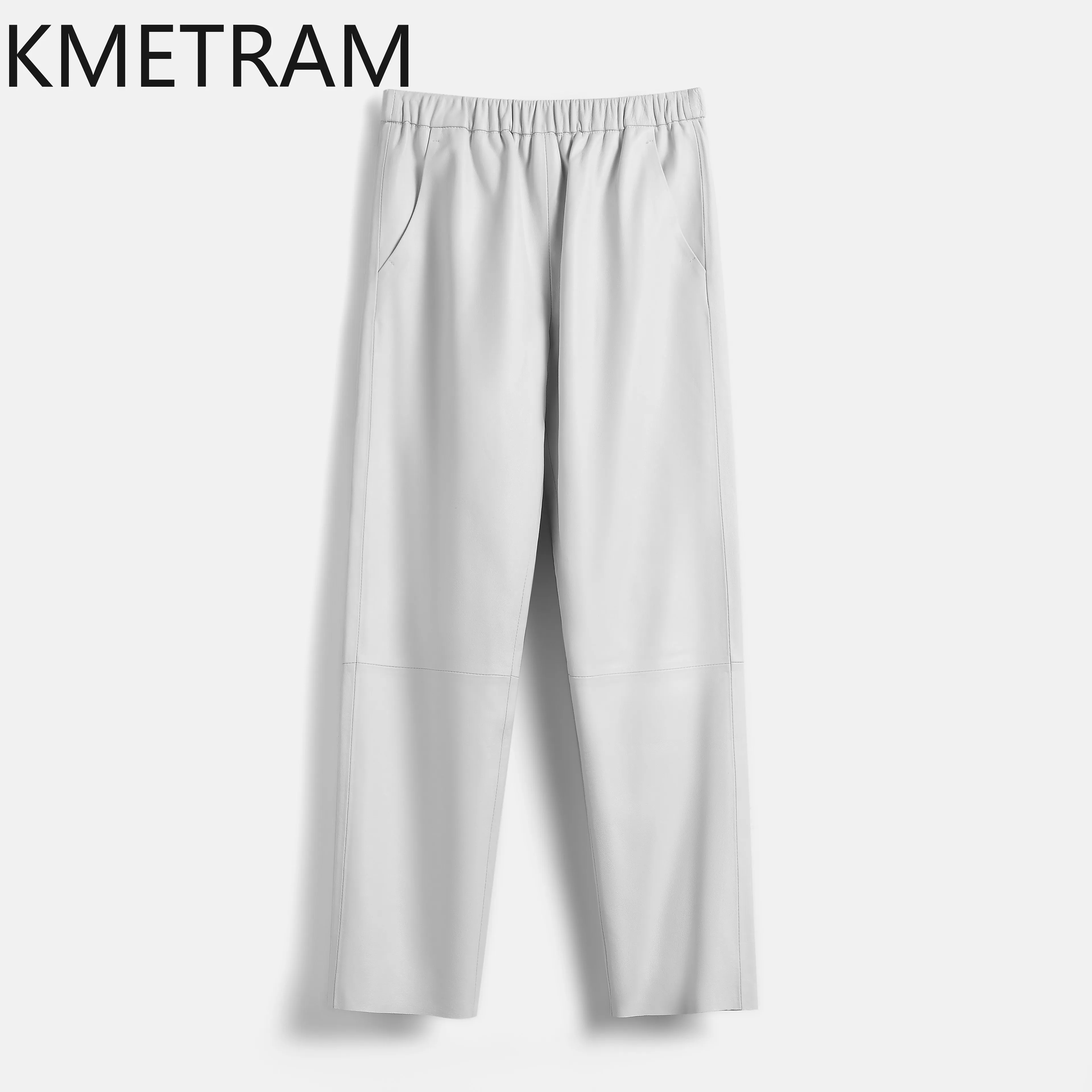 KMETRAM Uncoated Sheepskin Genuine Leather Pants Slim Harem Pants for Woman High Waist  Ankle-Length Trousers Spring Pantalones