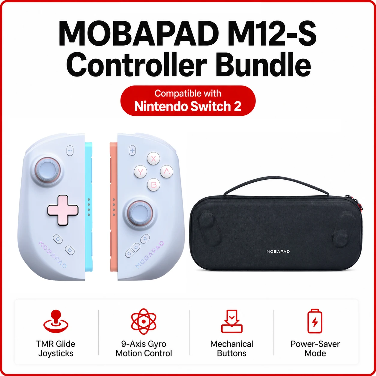 MOBAPAD M12 S/HD Gaming Controller voor Nintendo Switch 2 met TMR-sticks, mechanische knoppen Joypad voor Switch2-console