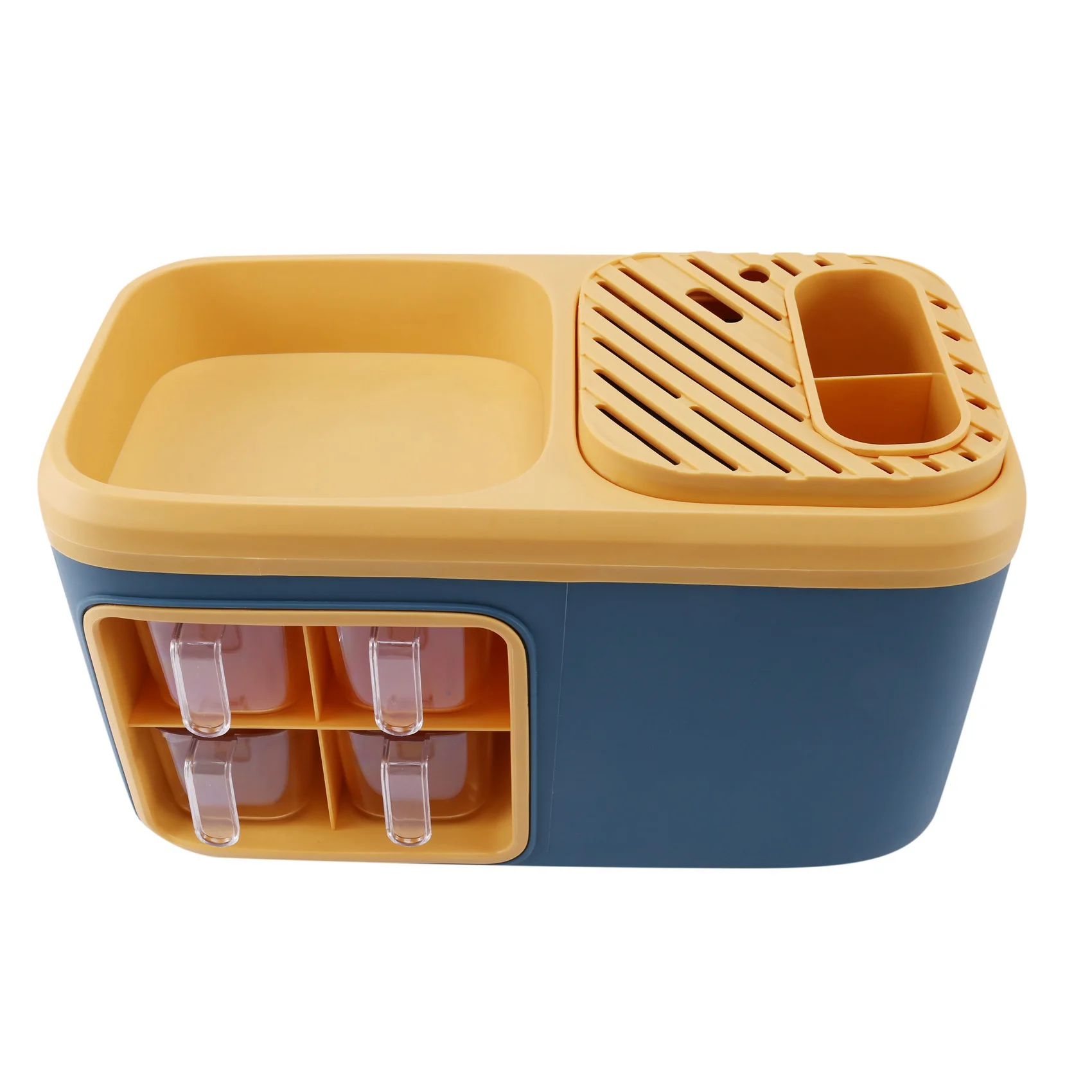 J1UL1N Countertop Spice Storage Rack(4 Grid)-For Spice Jars,Cutlery Knife Chopping Board Kitchenware Overall Holder
