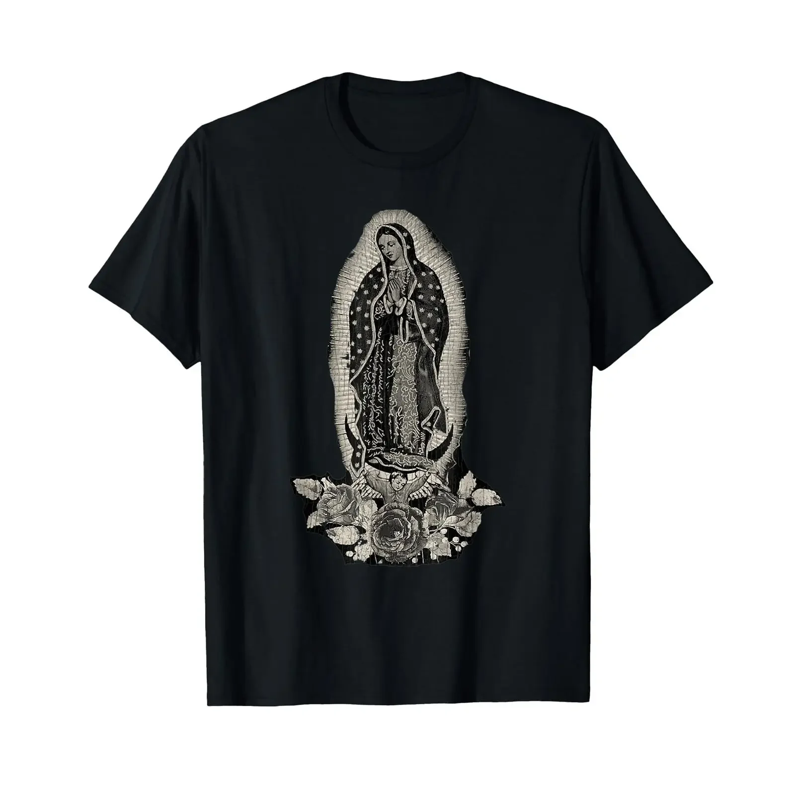 T-shirt vintage rétro Notre-Dame de Guadalupe Sainte Marie pour les chrétiens, style vintage délavé, légèrement graphique, vêtements de créateur