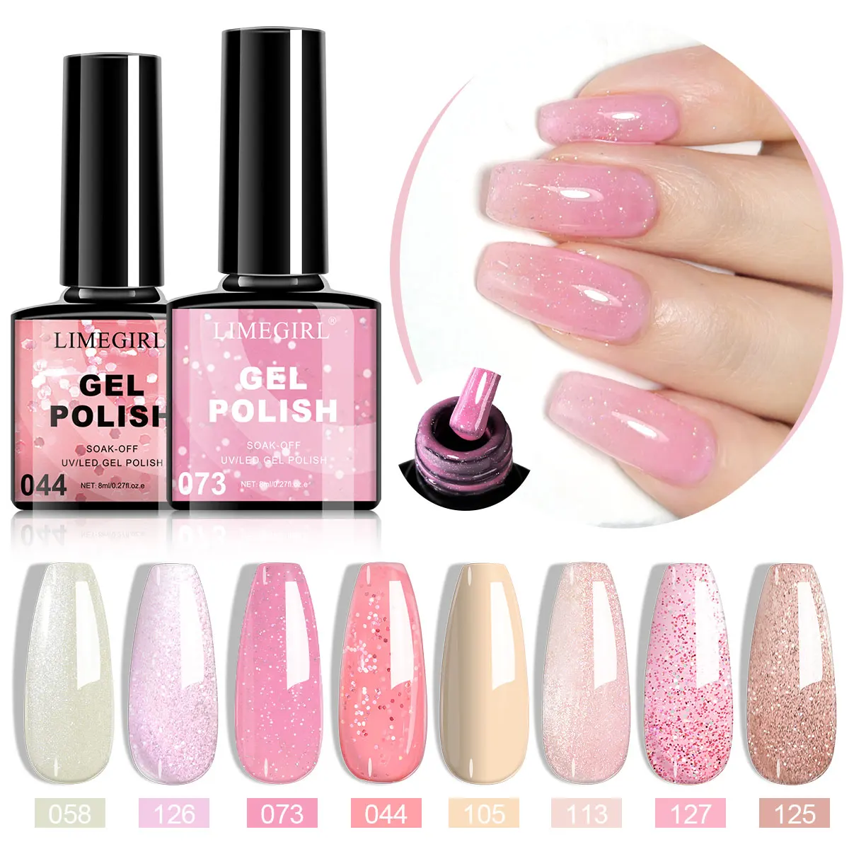 

LIMEGIRL Набор УФ-гель-лаков для ногтей, летний 8 мл, блестящий лак для начинающих, дизайн ногтей, дизайн «сделай сам», гель-маникюр, салон и домашний подарок