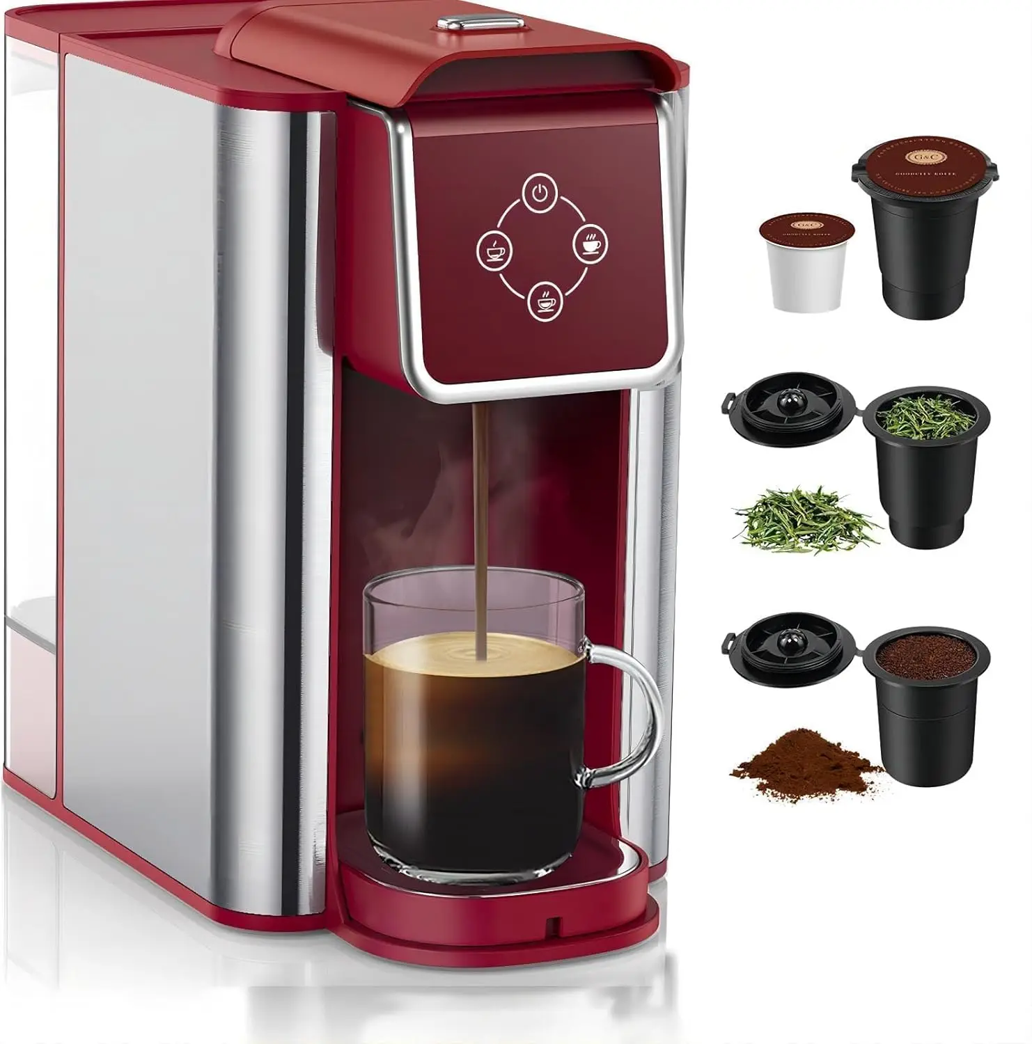 SIFENE Single Serve Coffee Machine, 3-in-1 Pod Coffee Maker for K-Pod Capsule, Ground Coffee, and Leaf Tea with 6-10 oz Cup Size