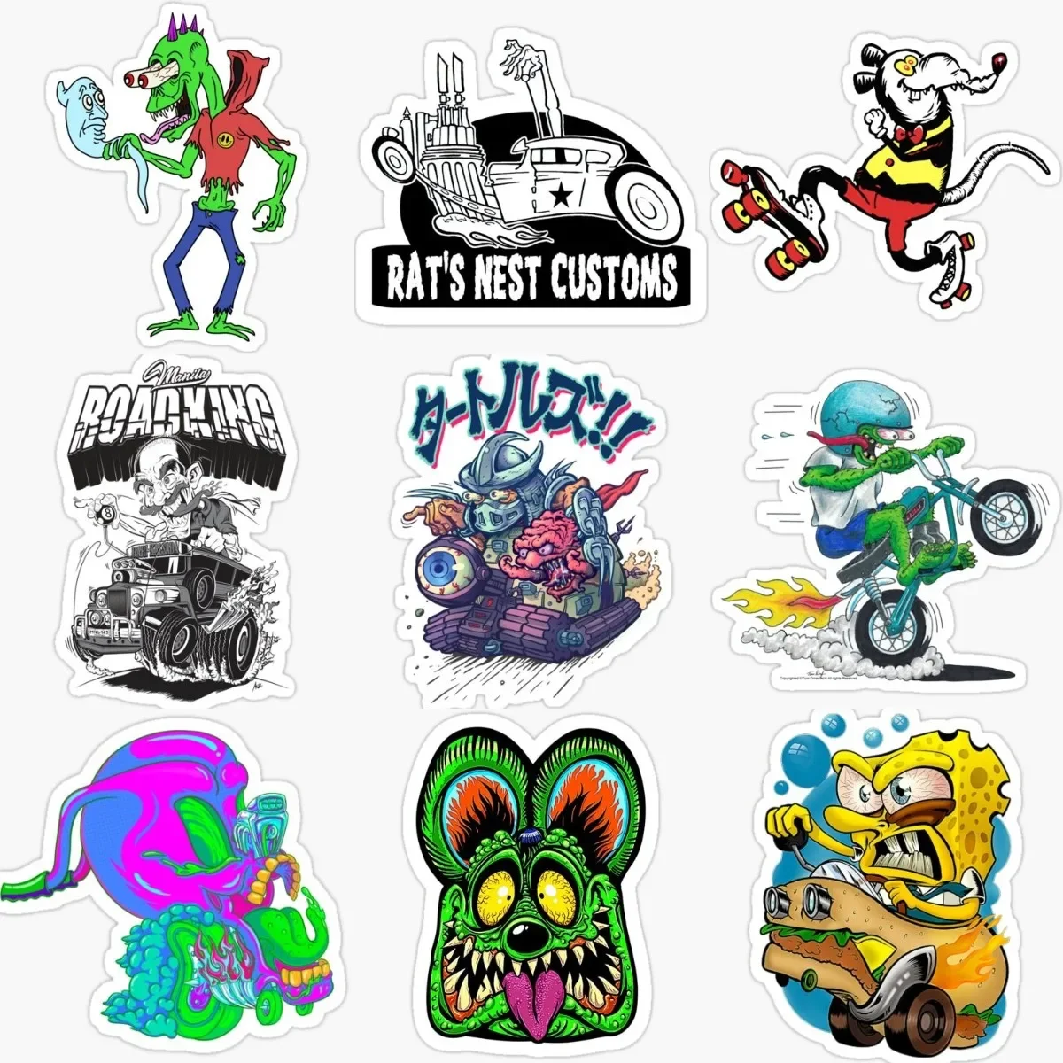 

Rat Fink Drive Terror Exaggeration Style Creative PVC Waterproof Stickers Accessories for Covered Scratch Decorate Car Van Wall
