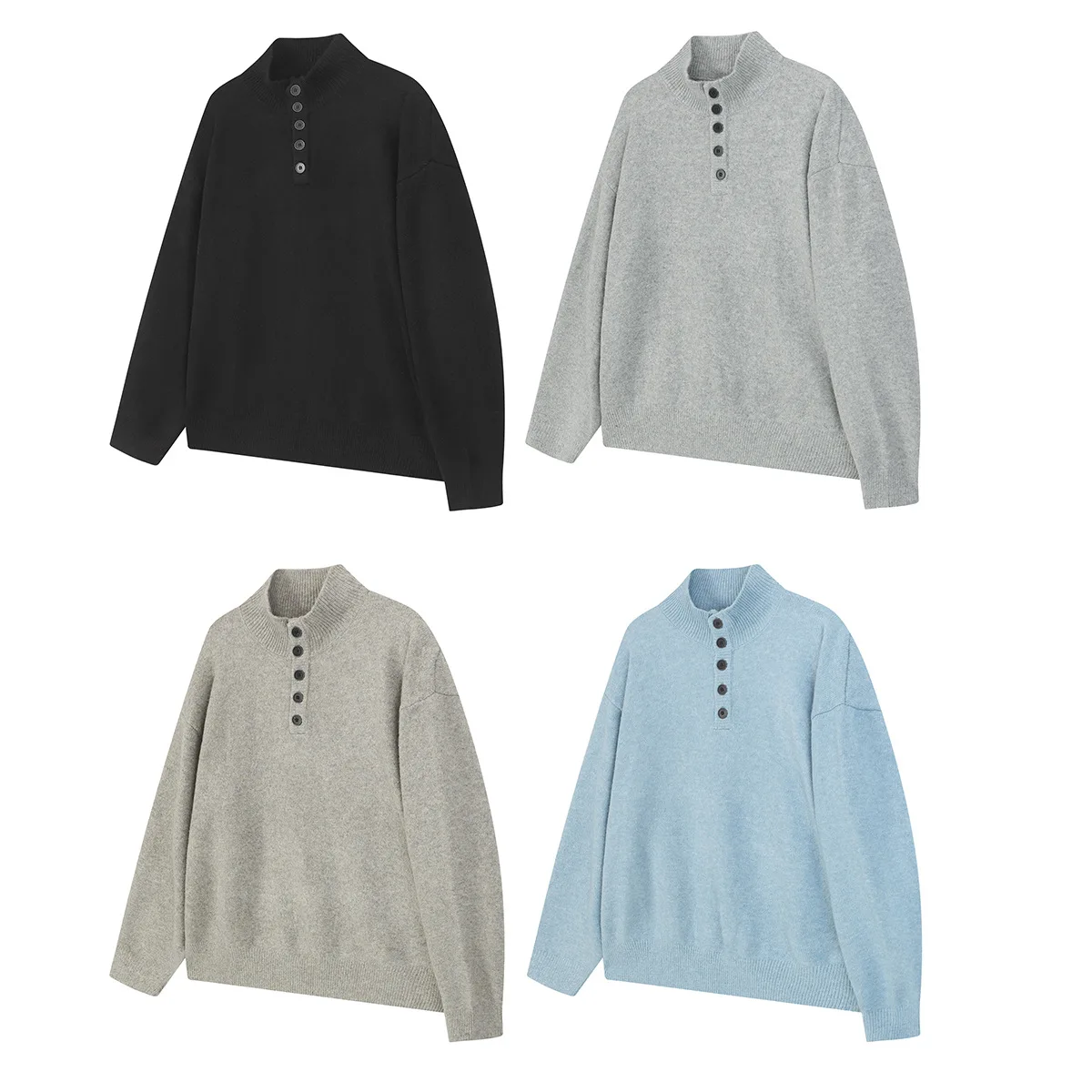 

Мужской вязаный свитер Future Sle Осень 2025 с открытыми пуговицами, воротником-стойкой, длинными рукавами, молодежный, динамичный, модный, цветной