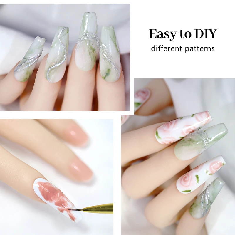 Parkson Blooming Gel Transparent Watercolor Blossom Smudge Effect 10ml Półtrwały lakier UV LED Base Top Coat do zdobienia paznokci