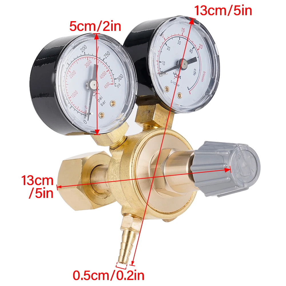 Mini Argon CO2 Gas Bottle Pressure Regulator Reducer MIG TIG Welding Flow Meter Gauge W21.8 1/4 Thread 0-20 MPa Regulator Valve