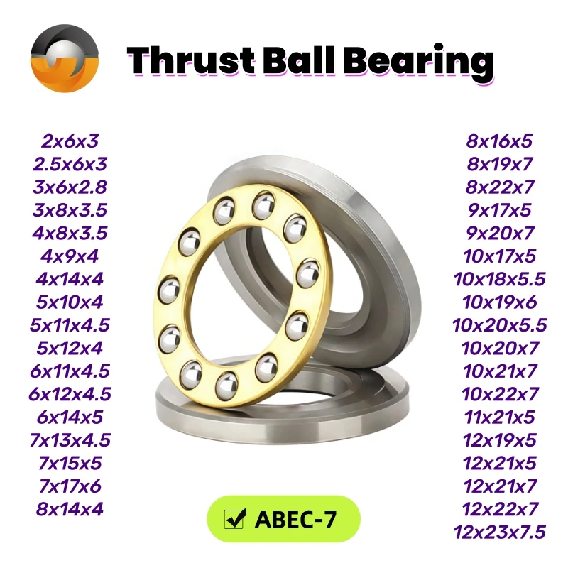 10PCS Miniature Thrust Ball Bearing 3D Printer Min Axial Ball Bearings F5-10M F5-12 F6-12M F8-22M F8-16M F9-17 F10-18M F12-21M