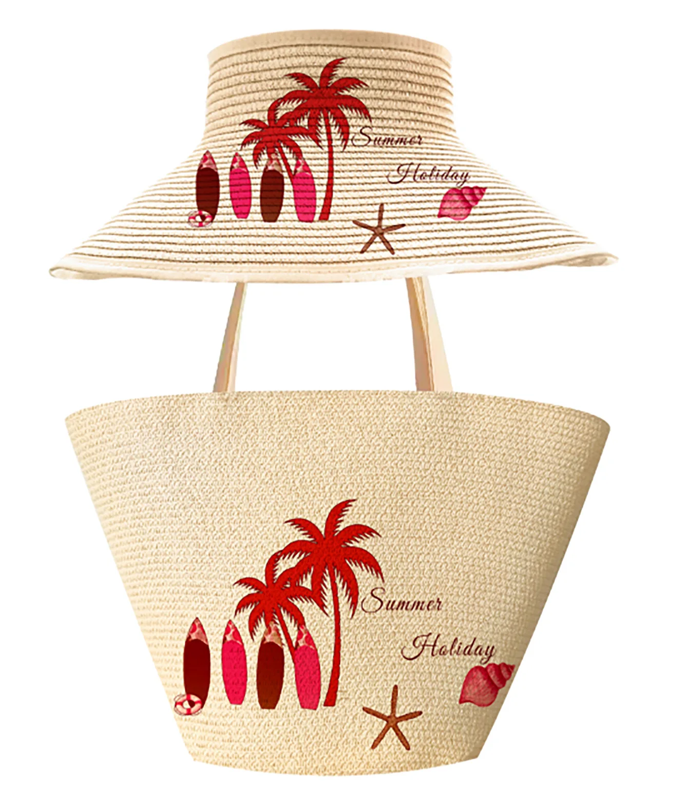 

WackDaria Women's Beach Hat With Bag Paper Cap Summer Sun Protection Outdoor Hat with Wide Rim for Vacation