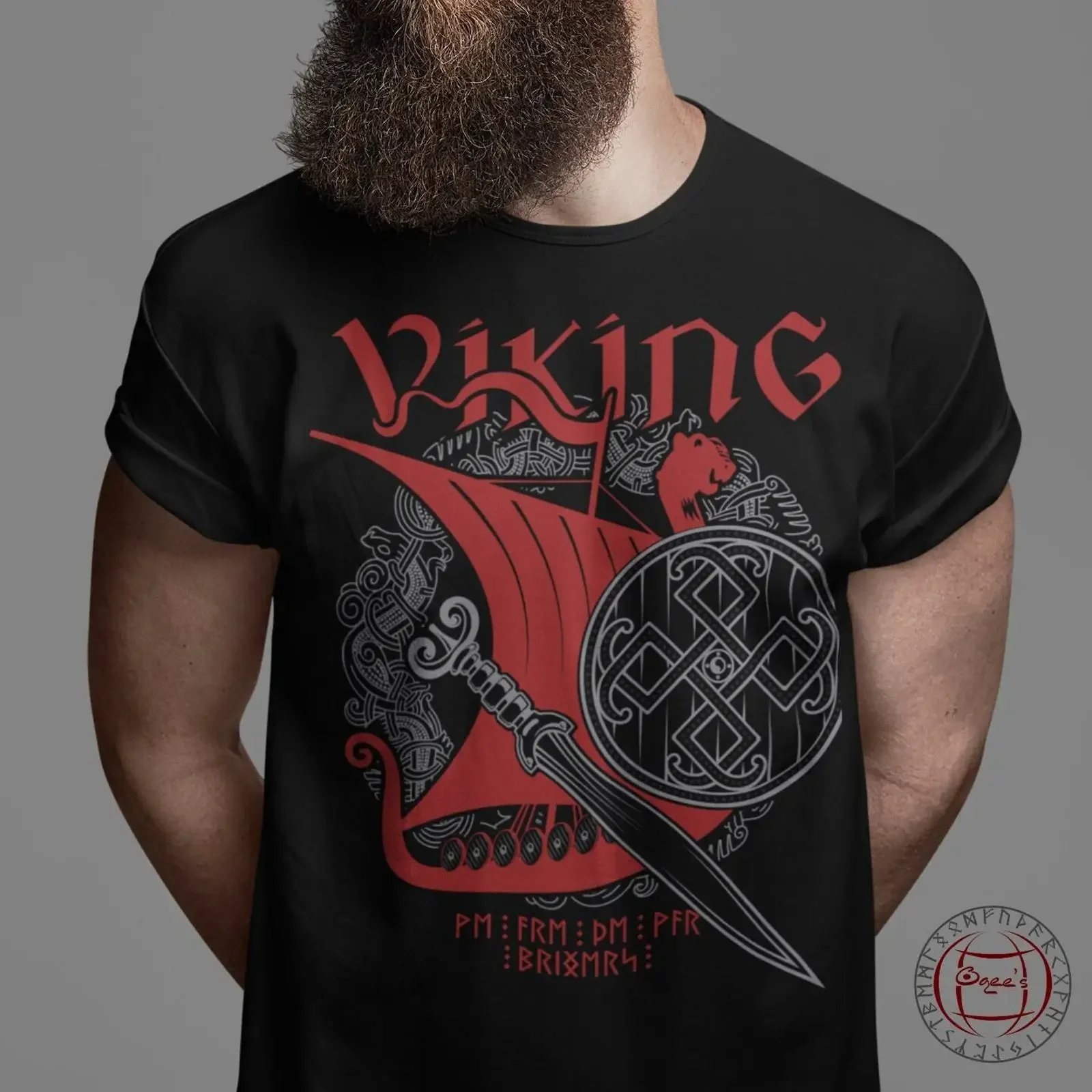 Drakkar T Shirt Viking Dragon Ship Boat Norse Mythology Runes Scandinavian gift vintage Washed graphic homme Stretched