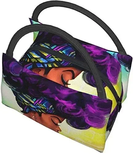 

Purple Hair Waterproof Tote Bento Bag for Office School Hiking Beach Picnic