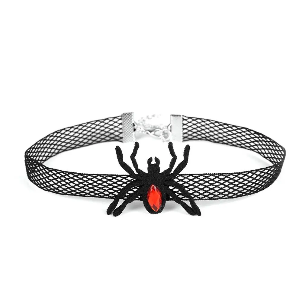 

Black Red Female Party Gifts Spider Bat Halloween Jewelry Goth Necklace Neck Collar Lace Choker Gothic Choker