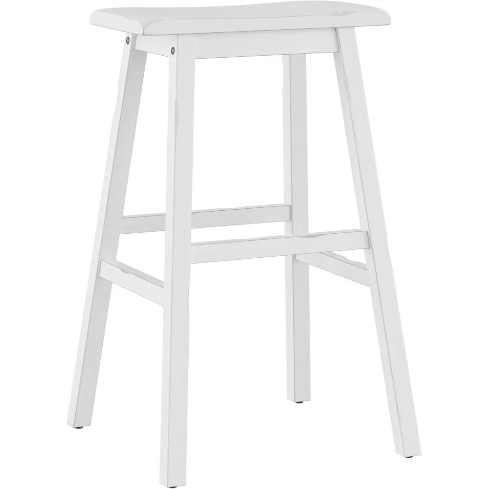 

Moreno Wood Backless Bar Height Stool, 29" High, Sea White