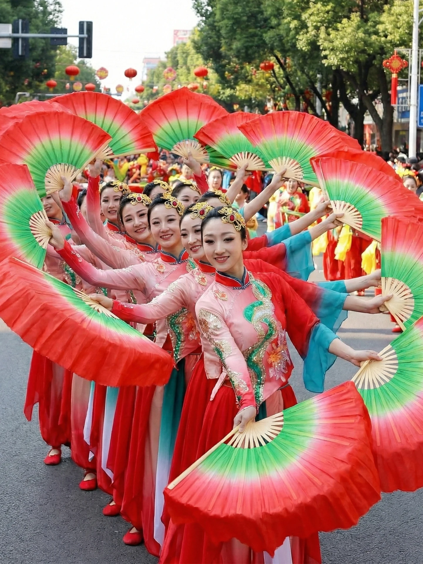 

Новинка 2026: Костюм для выступлений на праздниках, женский, для танца с веерами и барабанами, национальный сценический наряд Tujerll