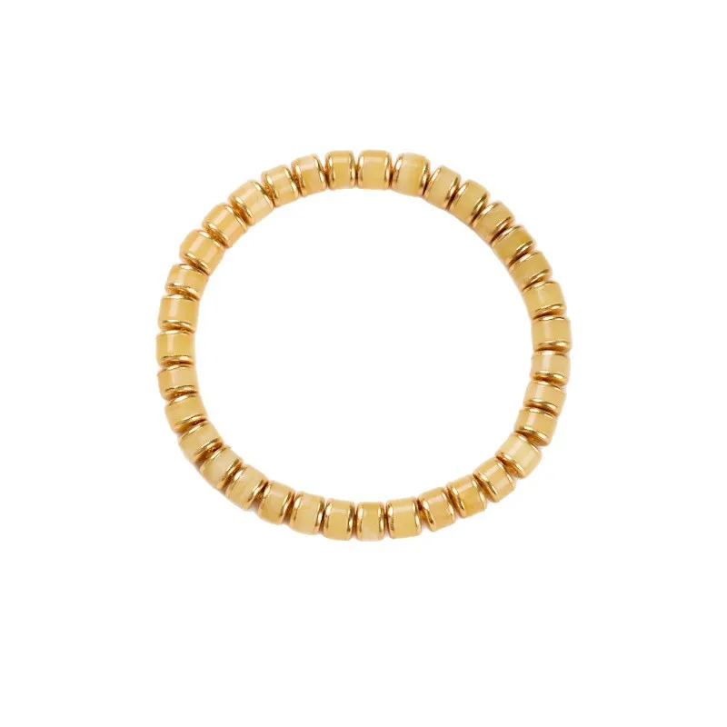 Natural Amber Bracelet with S925 Silver Straight Cut Barrel Beads Rainbow Dopamine Tablet Bracelet Gifts