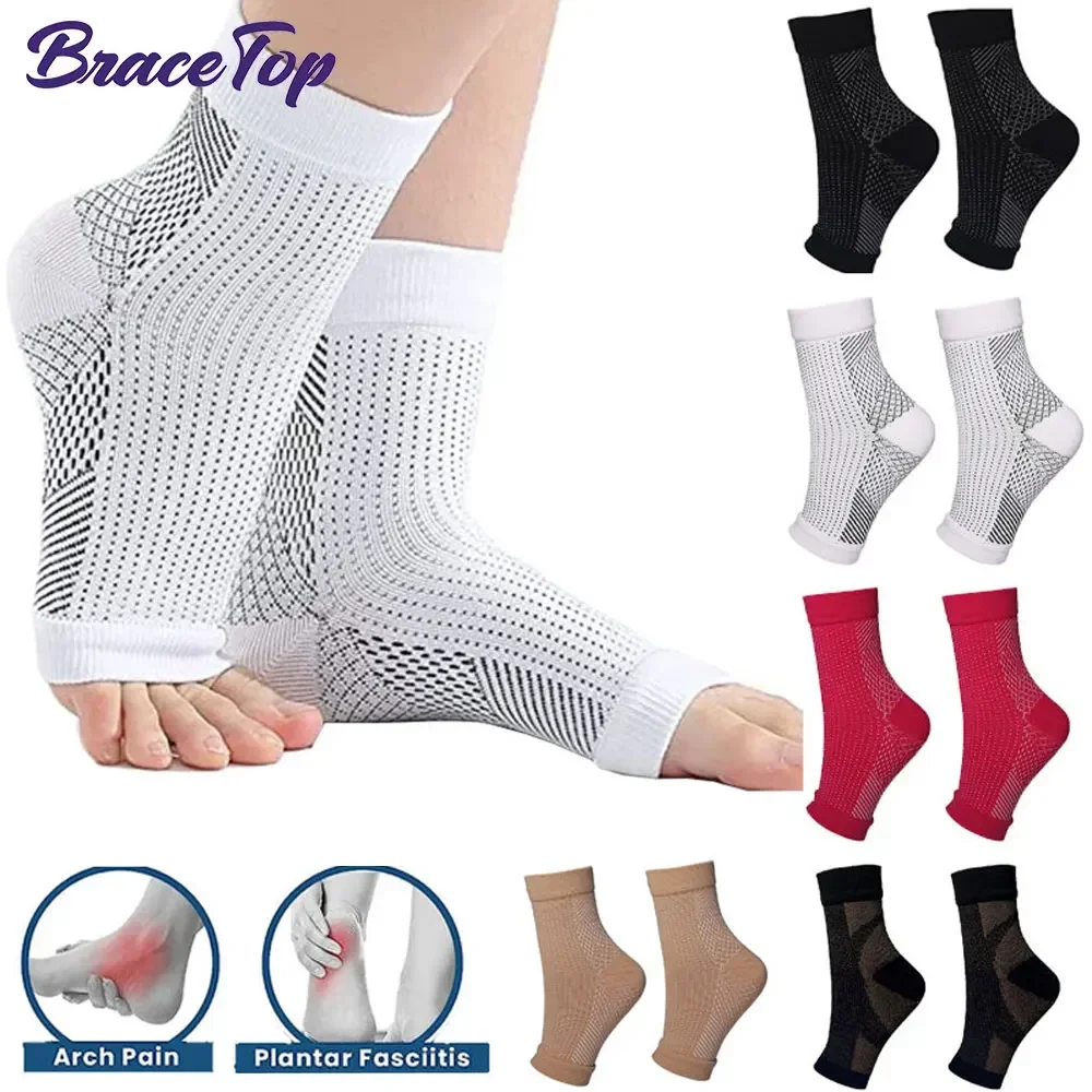 1 Pair Compression Plantar Fasciitis Socks Ankle Brace Sleeve Heels Arch Supports & Heel Pain Relief Ankle Support for Men Women