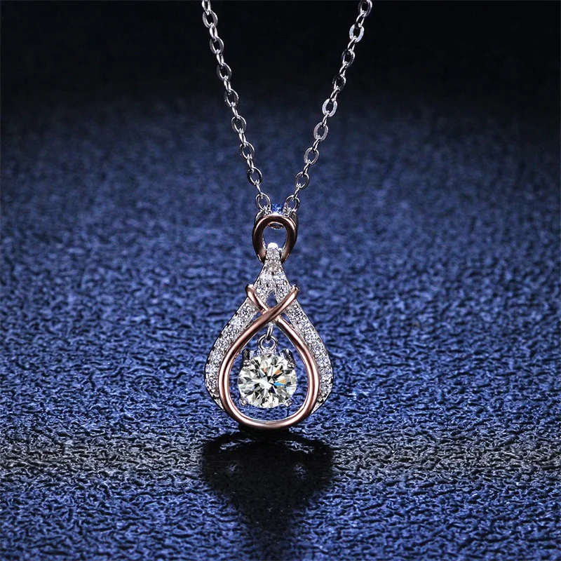 KJ131 Lefei الموضة الفاخرة الكلاسيكية مويسانيتي الماس مزدوجة اللون Waterdrop قلادة للنساء 925 الفضة مجوهرات الحفلات هدية
