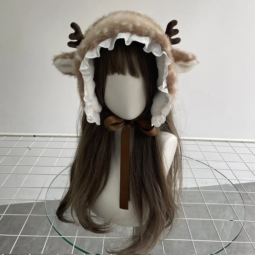 الشتاء Harajuku أفخم وشاح هدية الكريسماس مبطن وشاح دافئ إيرفلاب قبعة قرون هيرباند لطيف السنة الجديدة اكسسوارات الديكور