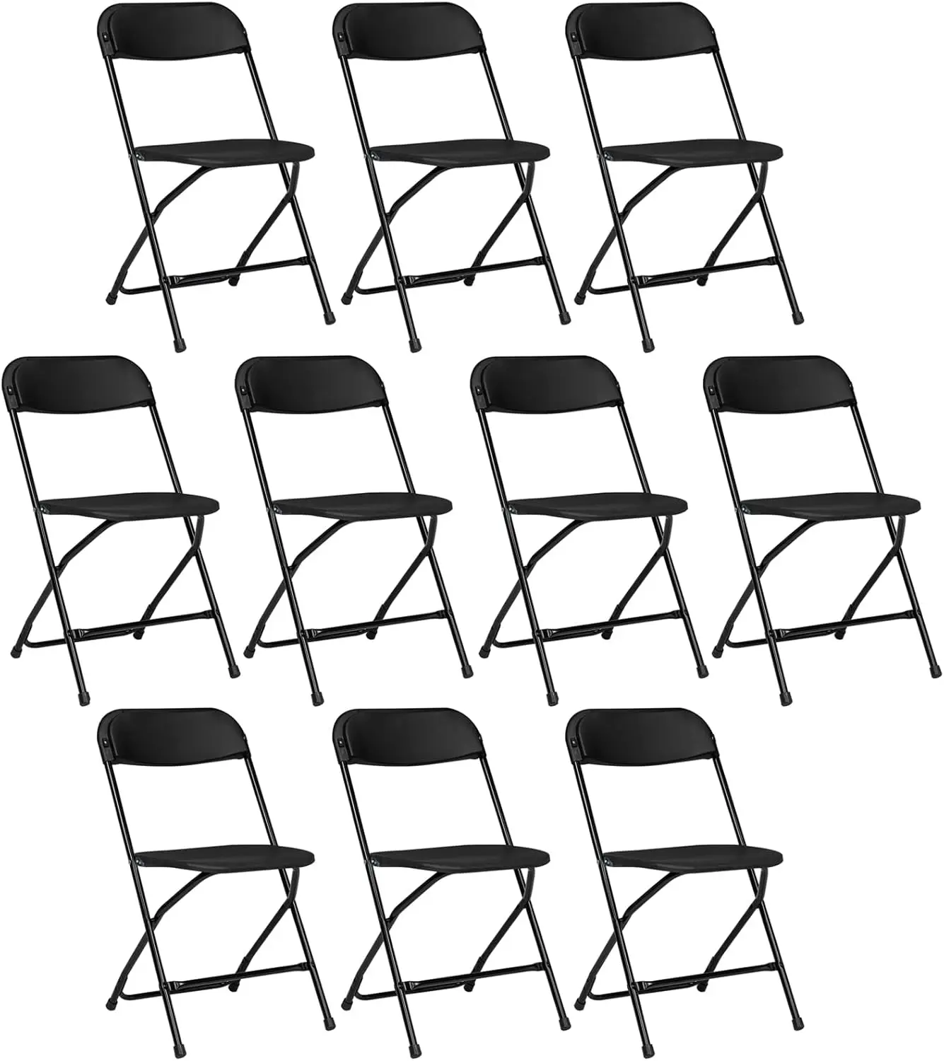 10 Pack Black Plastic Folding Chairs,Portable Party Chairs Stackable Commercial Folding Chairs with Steel Frame for Home Office