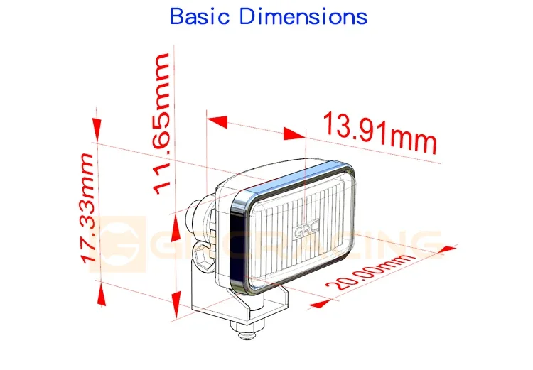 20mm Rectangular Spotlight Searchlight Headlight for 1/10 RC Crawler Car Traxxas TRX-4 Defender Ford Bronco SCX10 90046 DIY Part