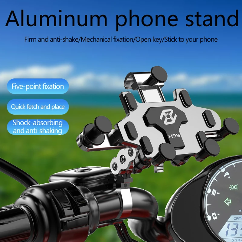 

Shock-Absorbing Phone Holder for Motorcycle Bicycle 2024 Upgraded Alloy Rotary Adjustment Mobile Phone Navigation Bracket