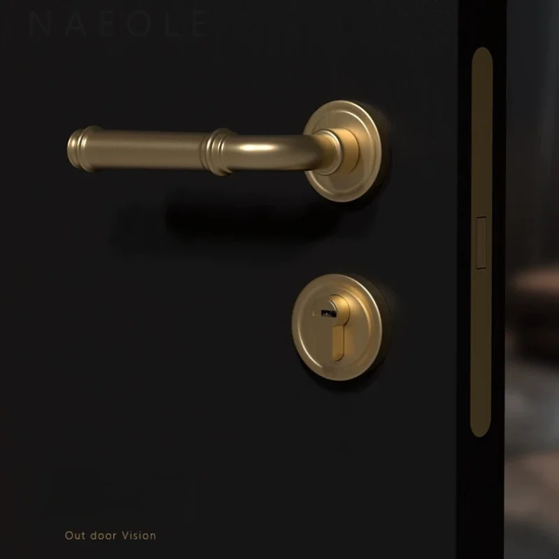 Invisible Door Lock, Pure Copper Lock Core Silent Lock Tongue, Universal Bathroom Luxury Double Opening Indoor Bedroom Door Lock