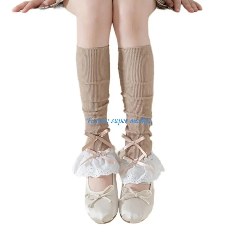 

090b дышащие хлопковые сладкие ноги теплее для детей, детские девочки, эластичные носки