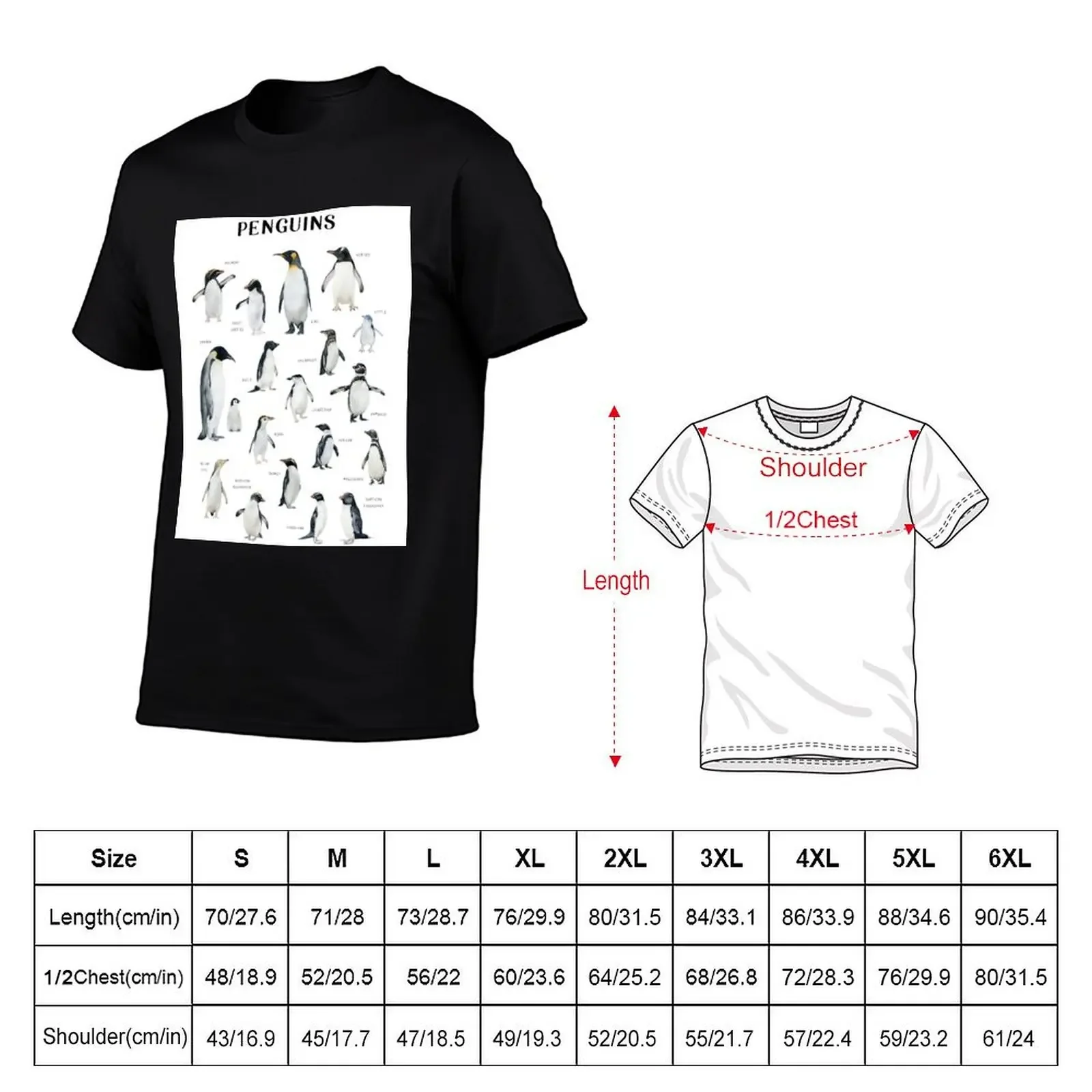 Penguin species poster watercolor T-Shirt Blouse graphic t shirt vintage mens t shirts pack