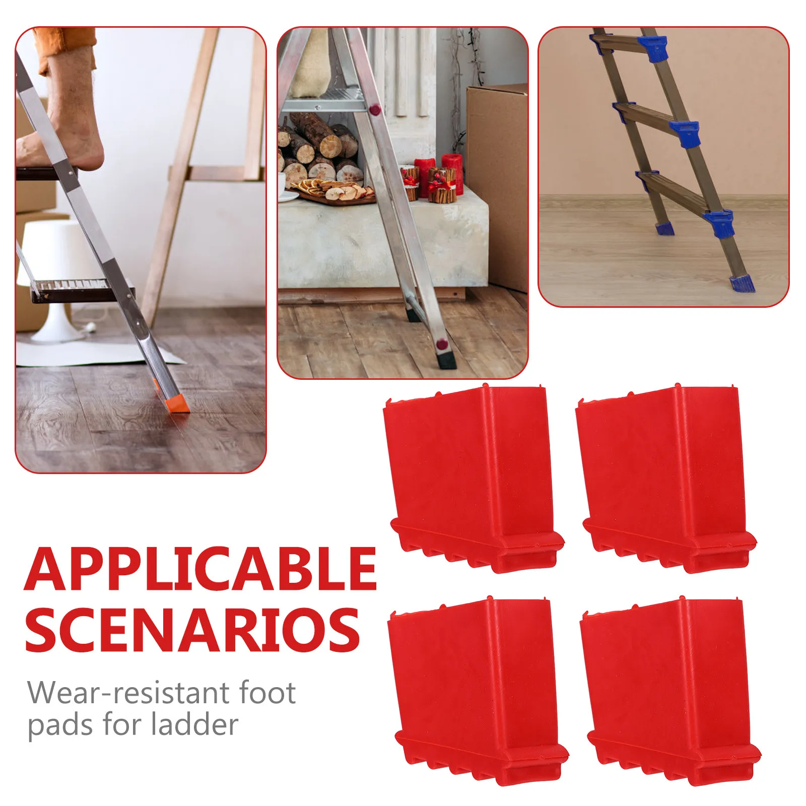 4Pcs Ladder Feet Covers Replacement Pads Anti-Skid Rubber Feet for Folding Step Ladders Non-Slip Leg Covers Floor Protectors