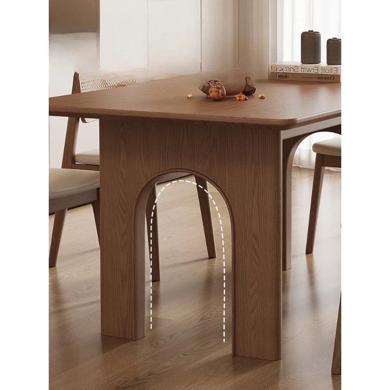 

Solid wood dining table household simple rectangular living room antique rock slab dining table