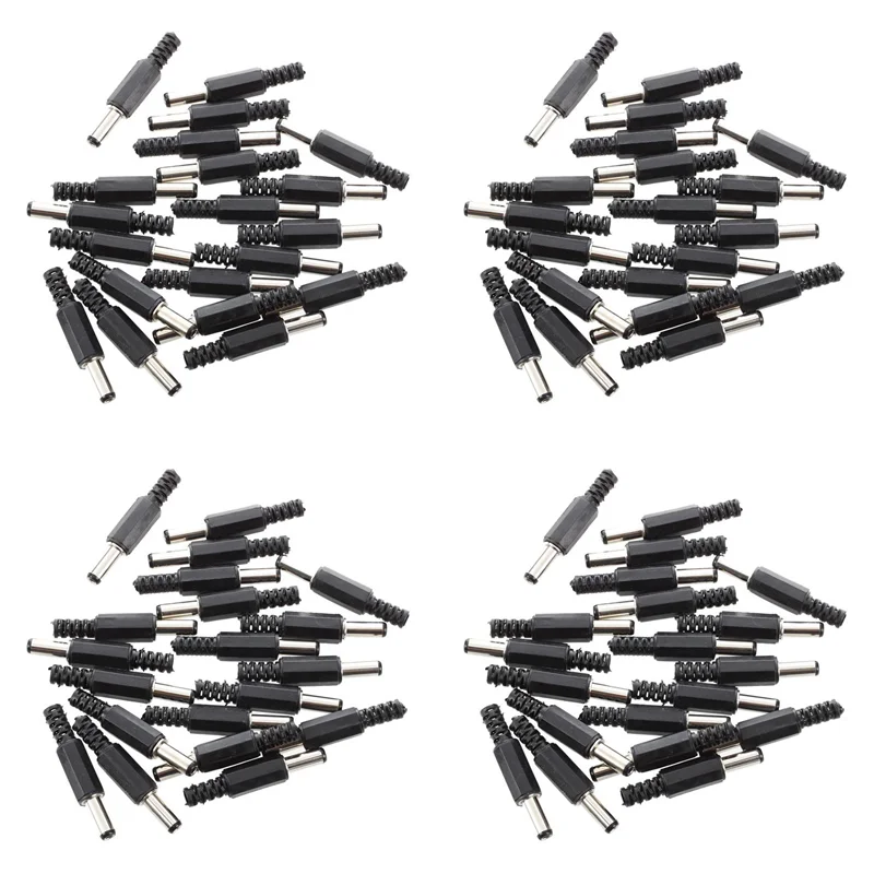 QWE-80 Pcs Black 2.5Mm X 5.5Mm DC Power Male Plug Jack Adapter