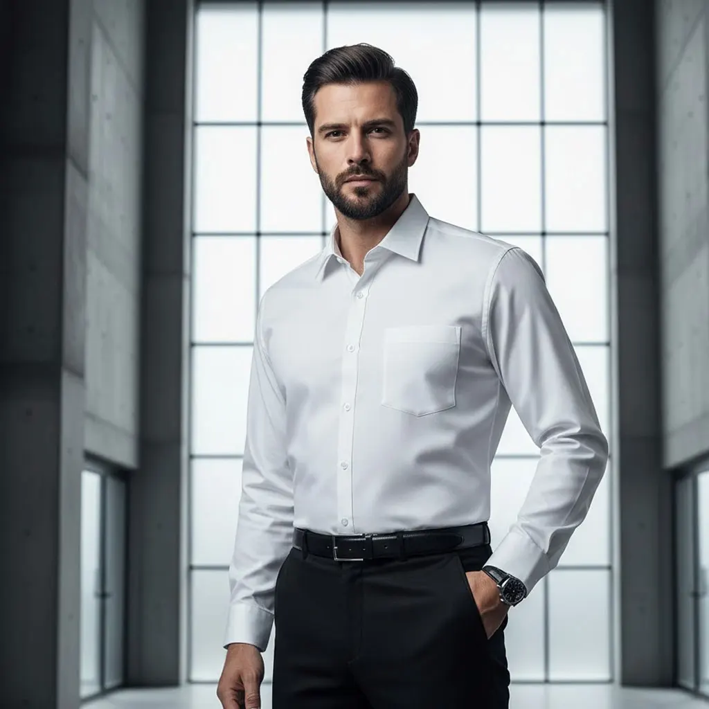 

Men's Regular Fit Dress Shirt Wrinkle-Free Long Sleeve Stretch Business Casual Button Down Shirts with Pocket