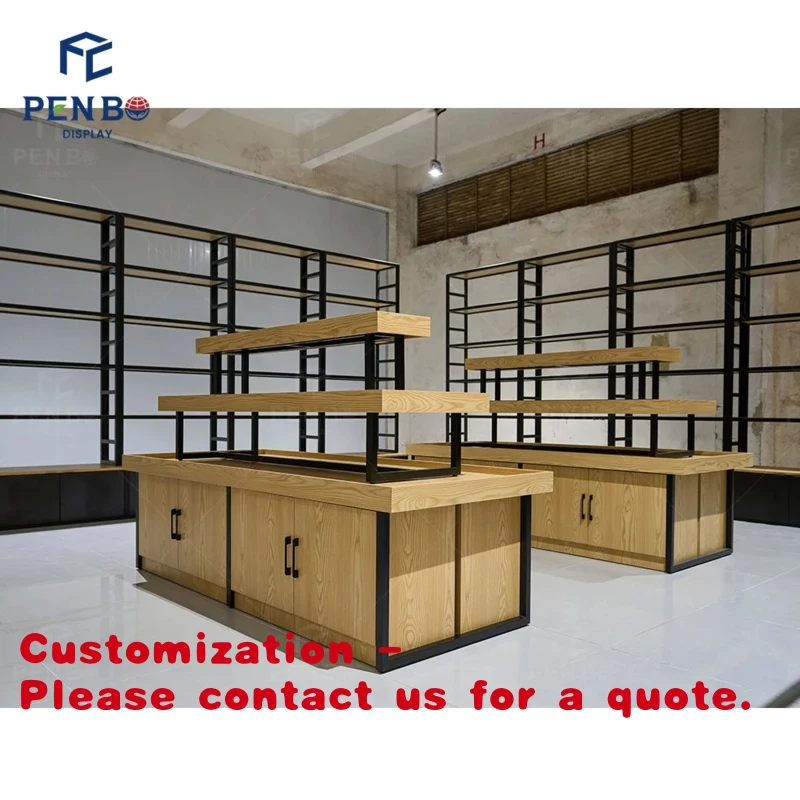 

Customize.Bakery Coffee Shop Furniture Set Customized Wood Milk Tea Shop Counter Design Bread Display Shelves and Show