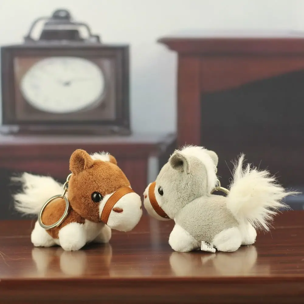 Adorabile mini cavallo portachiavi mascotte simpatico peluche portachiavi stile cinese buona fortuna zodiaco pony figurine arredamento festivo