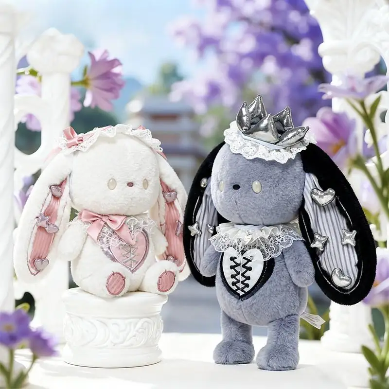 JOOKI 플러시 토끼 인형 바로크 스타일 긴 귀 하트 레이스 리본 봉제 동물 인형 귀여운 토끼 소녀 생일 선물