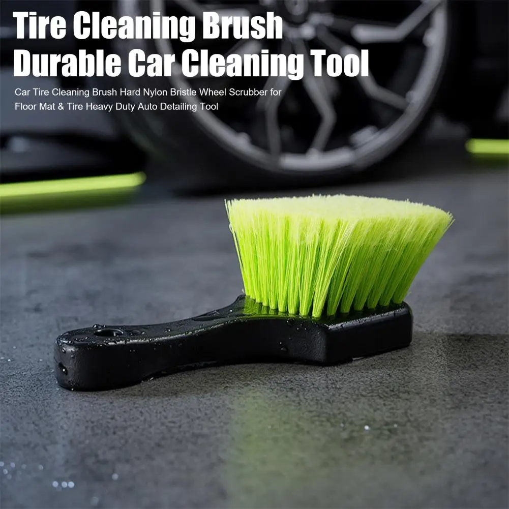 2026 Car Brush Heavy Duty Car Tire Cleaning Brush Nylon Bristle Wheel Scrubber Auto Detailing Tool for Floor Mats Tires Maintena