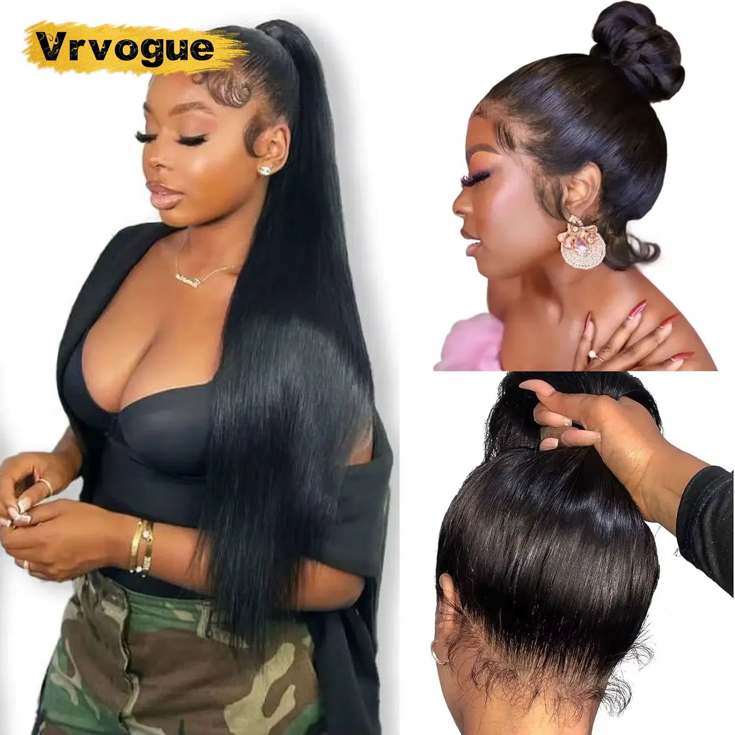 

13x6 13x4 Transparent Lace Front Human Hair Wigs Pre Plucked For Women Bone Straight Remy Human Hair Lace Frontal Wigs Vrvogue