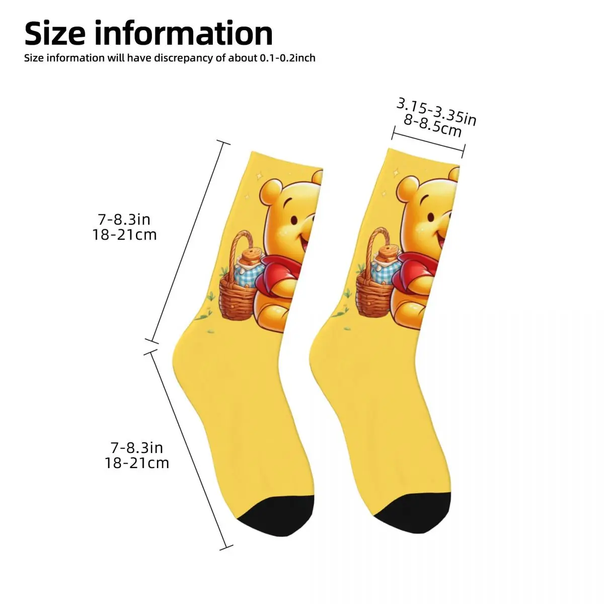 Cute Winnie Hoop Product Crew Socks flessibile Funny Cartoon Skateboard calzini lunghi morbidi per piccoli regali Unisex