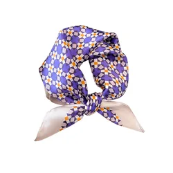 100% Nature Real Silk Square Scarf Women Luxury Brand Print Female Hair Hand Bag Wrist Foualrd Scarves 53cm Neckerchief Bandana