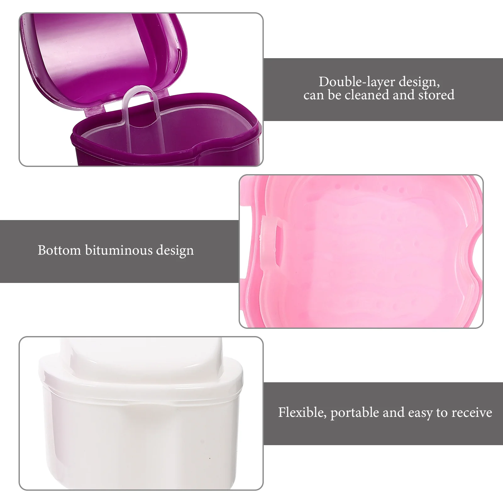 

3Pcs Portable Denture Case Lightweight False Tooth Box for Travel Outdoor Denture Storage Holder with Ventilation