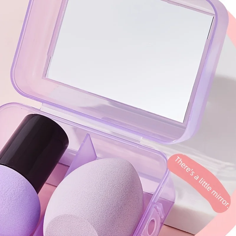Zestaw lusterka do makijażu i gąbeczek do makijażu, zestaw gąbeczek do makijażu w kształcie grzybka z pudełkiem do przechowywania lusterka, gąbka do pudru do stosowania na sucho i na mokro.