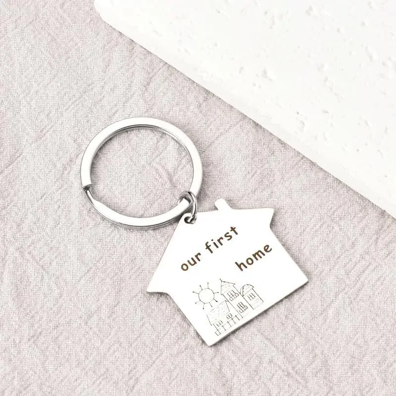 Housewarming Gift KeyChain Women Our First Home 2024 Key Chain for Men Stainless Steel Key Ring House Pendant Girls Gift Jewelry