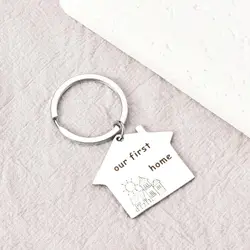 Housewarming Gift KeyChain Women Our First Home 2024 Key Chain for Men Stainless Steel Key Ring House Pendant Girls Gift Jewelry